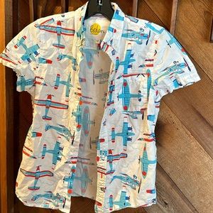 Boden short sleeve airplane shirt, size 9-10